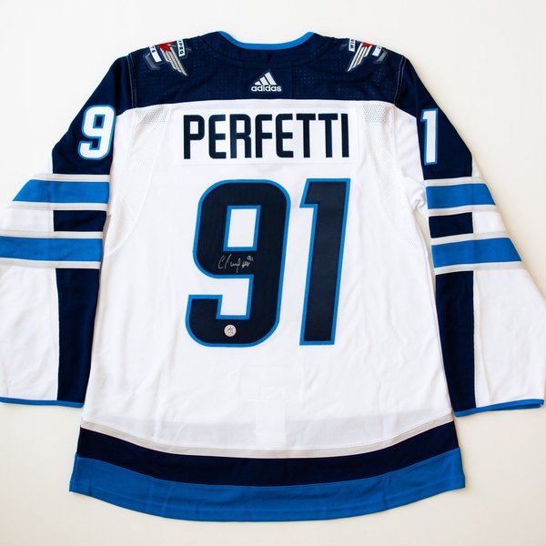 Cole Perfetti henkilökohtaisesti Signeerattu Winnipeg Jets Adidas Pro Pelipaita