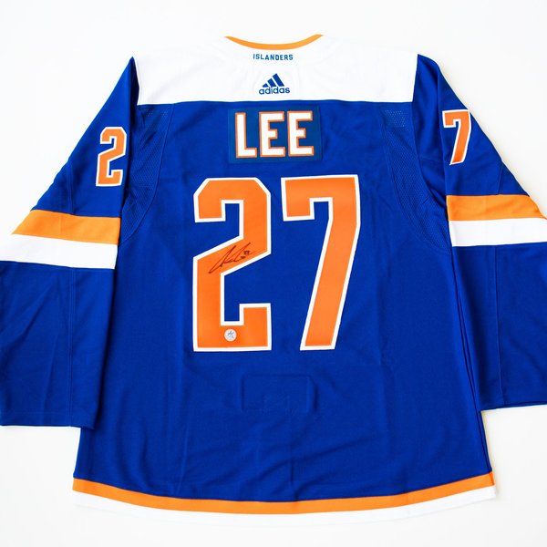 Anders Lee henkilökohtaisesti Signeerattu New York Islanders Adidas Alt Pro Pelipaita
